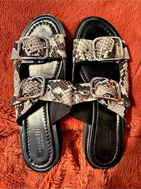 Minelli NY Snake Print Buckle Sandals